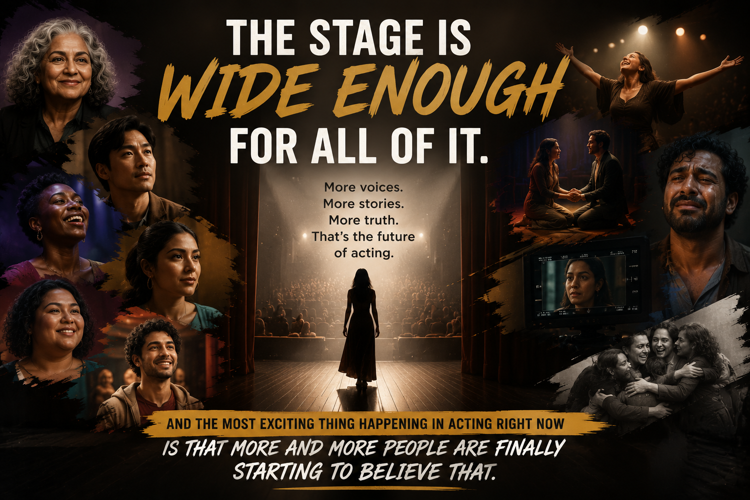 The image showing how stage is wide forv all in sense of Beauty standards in acting.