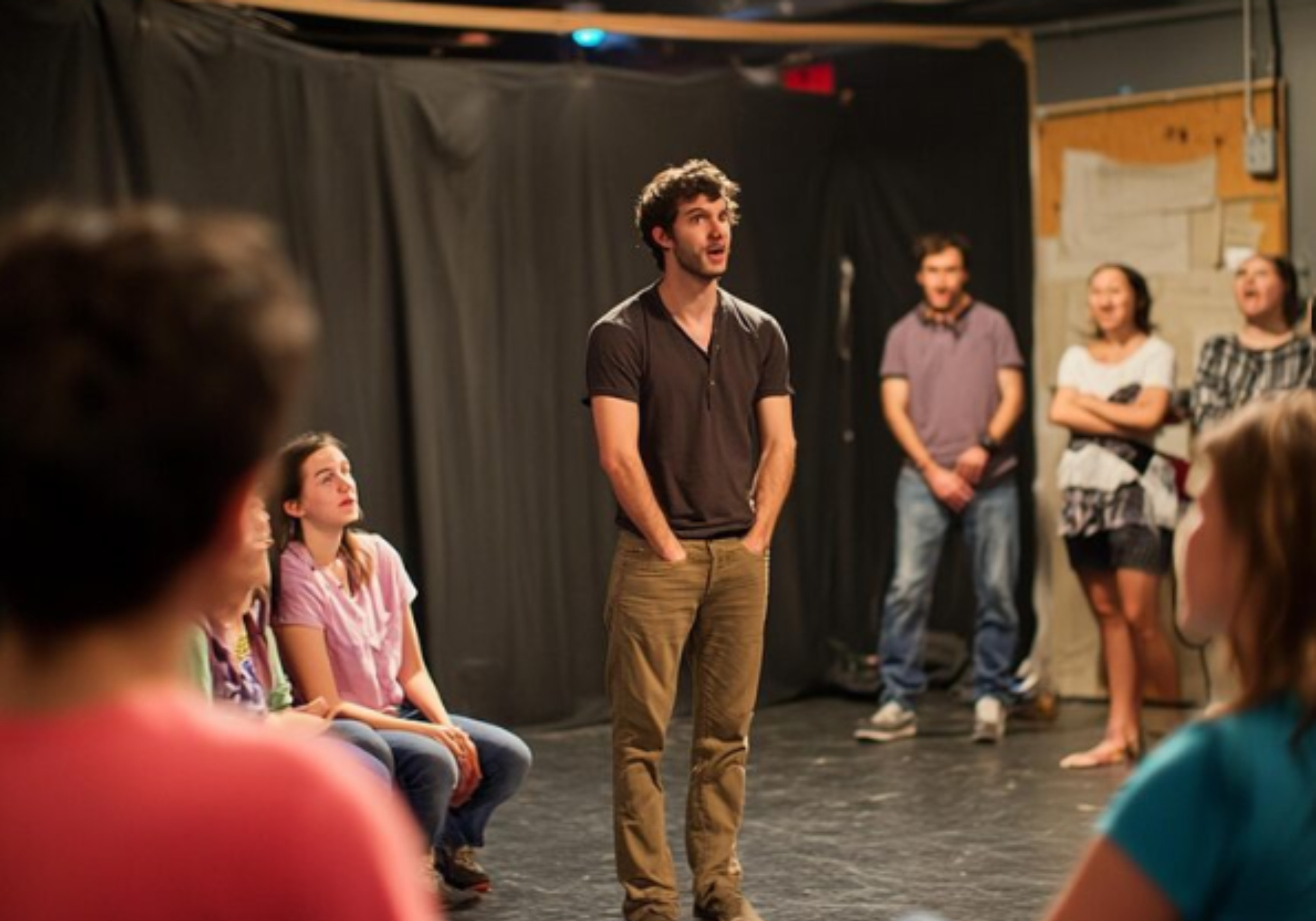 Therapy Options Available for Struggling Stage Performers during a theatre group rehearsal